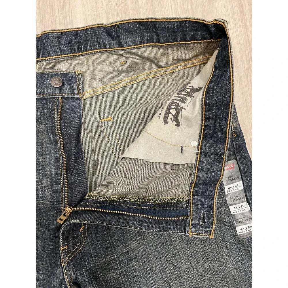 Levi's 550 Jeans Men's 44 x 29 Big & Tall Blue Denim Tapered Leg Relaxed Fit $70
